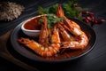 dish of tiger shrimp prawns, cooked with spicy and flavorful sauce