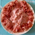 Dish of various types of ham