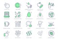 Dish wash line icons. Vector illustration include icon - disinfect, biodegradable detergent, skin gentle, dishwasher