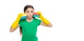 Dish wash sponge. sponge helpful for cleaning. happy kid use sponge and clearing gloves. kid cleaning around. Protect