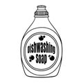 Dish washing soap black and white illustration