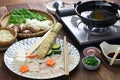 Hamo pike conger  shabu-shabu, Japanese hot pot cuisine Royalty Free Stock Photo