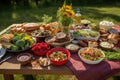 dishe of farm-to-table feast, with various dishes and ingredients from the farm