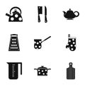 Dishes icons set, simple style Royalty Free Stock Photo