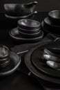Dishes in minimalistic black design. Pure black Royalty Free Stock Photo