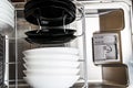 Dishes in a modern dishwasher machine