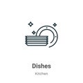 Dishes outline vector icon. Thin line black dishes icon, flat vector simple element illustration from editable kitchen concept Royalty Free Stock Photo