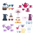 Dishes set vector illustration in flat style.