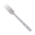 Dishes. Table fork with four prongs and a floral ornament on the handle