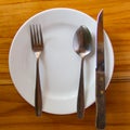 Dishes, utensils and cutlery placed Royalty Free Stock Photo