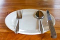 Dishes, utensils and cutlery placed Royalty Free Stock Photo