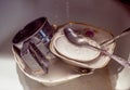 Dishes in the washbasin dirty dishes after eating in the washbasin to wash them to keep them clean Royalty Free Stock Photo