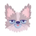 Disheveled cat face cartoon character pets