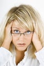 Disheveled girl in glasses Royalty Free Stock Photo