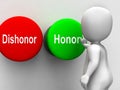 Dishonor Honor Buttons Shows Integrity And Morals Royalty Free Stock Photo