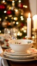 Dishware and crockery set for winter holiday family dinner, Christmas homeware decor for holidays in the English country