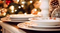 Dishware and crockery set for winter holiday family dinner, Christmas homeware decor for holidays in the English country