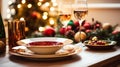 Dishware and crockery set for winter holiday family dinner, Christmas homeware decor for holidays in the English country