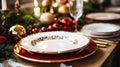 Dishware and crockery set for winter holiday family dinner, Christmas homeware decor for holidays in the English country house,