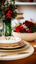 Dishware and crockery set for winter holiday family dinner, Christmas homeware decor for holidays in the English country