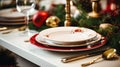 Dishware and crockery set for winter holiday family dinner, Christmas homeware decor for holidays in the English country