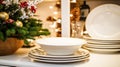 Dishware and crockery set for winter holiday family dinner, Christmas homeware decor for holidays in the English country