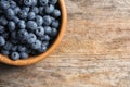 Dishware with fresh blueberries and space