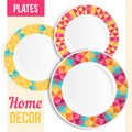 Dishware set, three decorative plates design.