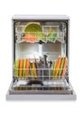 Dishwasher Against White Background Royalty Free Stock Photo