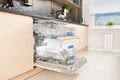 Dishwasher after cleaning process. Royalty Free Stock Photo