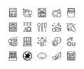 Dishwasher flat line icons set. Household appliance for washing utensil, dishware, clean dishes. Simple flat vector illustration Royalty Free Stock Photo