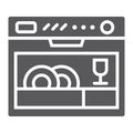Dishwasher glyph icon, appliance and kitchen, household sign, vector graphics, a solid pattern on a white background.