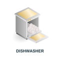 Dishwasher icon. 3d illustration from kitchen supplies collection. Creative Dishwasher 3d icon for web design, templates Royalty Free Stock Photo