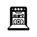 Black solid icon for Dishwasher, washer and utensil Royalty Free Stock Photo