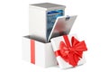 Dishwasher inside gift box, gift concept. 3D rendering Royalty Free Stock Photo