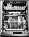 Dishwasher Interior with Pristine Dishes, Realistic Still Life Royalty Free Stock Photo