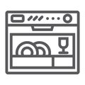 Dishwasher line icon, appliance and kitchen, household sign, vector graphics, a linear pattern on a white background. Royalty Free Stock Photo