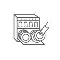 Dishwasher line icon. Household appliances symbol. Vector sign for web graphic.