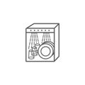 Dishwasher line icon. Household appliances symbol. Vector sign for web graphic.