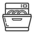 Dishwasher line icon, kitchen and appliance