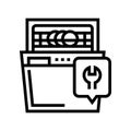 dishwasher repair line icon vector illustration Royalty Free Stock Photo