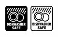`Dishwasher safe` to high temperature and detergents information sign
