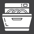 Dishwasher solid icon, kitchen and appliance