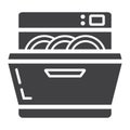 Dishwasher solid icon, kitchen and appliance