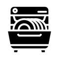 dishwasher for washing plates and glasses glyph icon vector illustration Royalty Free Stock Photo