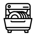 dishwasher for washing plates and glasses line icon vector illustration Royalty Free Stock Photo