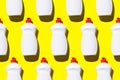 Dishwashing liquid seamless pattern on yellow background Royalty Free Stock Photo
