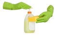 Dishwashing liquid, sponge and gloves Royalty Free Stock Photo