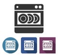 Dishwashing machine icon in different variants