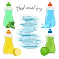 Dishwashing means with aromas and clean shiny dishes